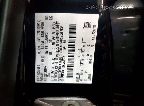 1FMCU9GD6KUA17035 2019 FORD ESCAPE Black Widok wnętrza 360 stopni
