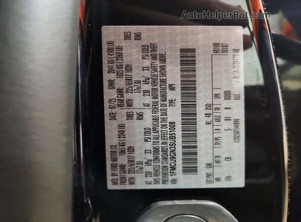 1FMCU9GN3SUB51008 2025 FORD ESCAPE Black Widok naklejki z numerem VIN