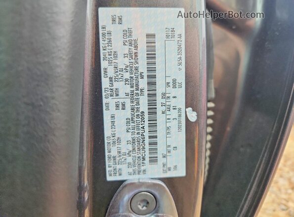 1FMCU9GN6PUA12059 2023 FORD ESCAPE Charcoal Widok naklejki z numerem VIN