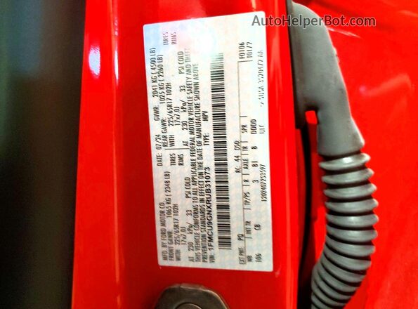 1FMCU9GNXRUB31073 2024 FORD ESCAPE Red VIN კოდის სტიკერის ხედი