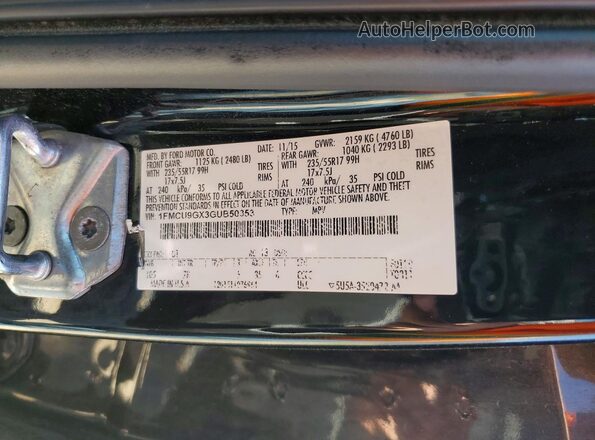 1FMCU9GX3GUB50353 2016 FORD ESCAPE Черный Панорамный вид салона 360°
