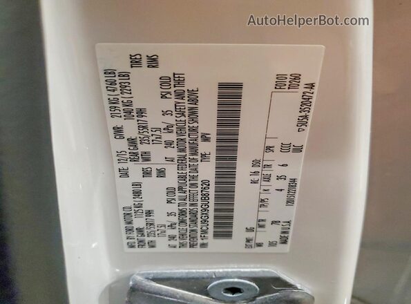 1FMCU9GX9GUB87620 2016 FORD ESCAPE White 360 interior view