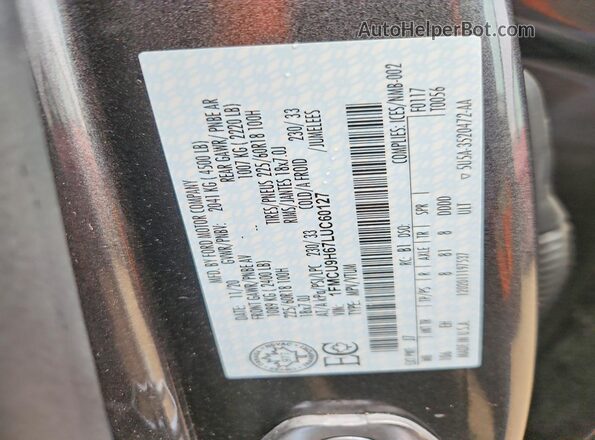 1FMCU9H67LUC60127 2020 FORD ESCAPE Charcoal VIN კოდის სტიკერის ხედი
