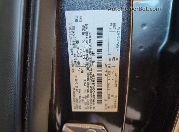 1FMCU9HD0KUB98910 2019 FORD ESCAPE Gray 