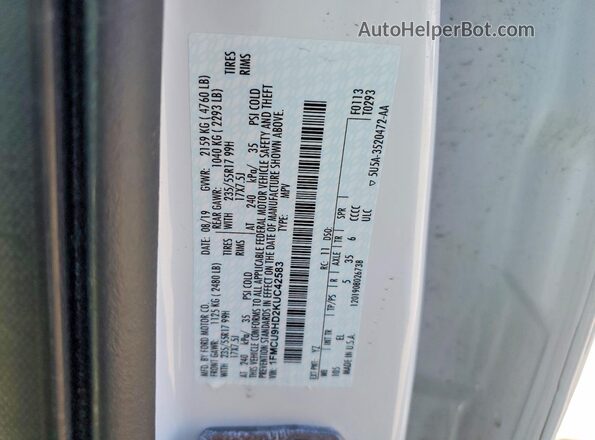 1FMCU9HD2KUC42583 2019 FORD ESCAPE Белый Вид подкапотного пространства