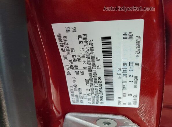 1FMCU9HDXJUC99385 2018 FORD ESCAPE Red VIN კოდის სტიკერის ხედი