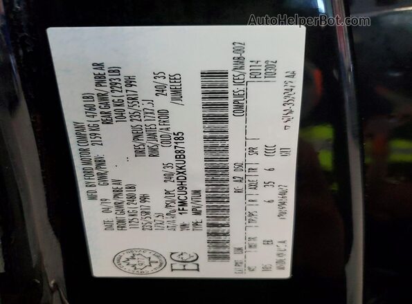 1FMCU9HDXKUB87185 2019 FORD ESCAPE Black 