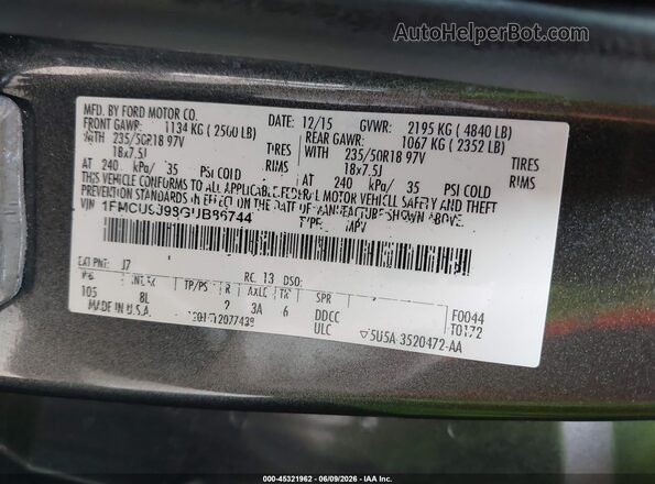 1FMCU9J98GUB86744 2016 FORD ESCAPE Gray Вид підкапотного простору