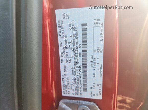 1FMCU9J9XHUE90899 2017 FORD ESCAPE Red Widok naklejki z numerem VIN