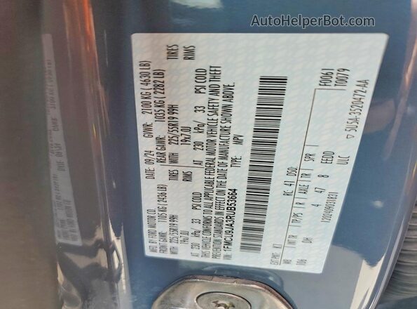 1FMCU9JA3RUB53664 2024 FORD ESCAPE Blue VIN კოდის სტიკერის ხედი