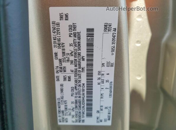 1FMCU9JD0HUA18134 2017 FORD ESCAPE Beige VIN կոդի պիտակի տեսք