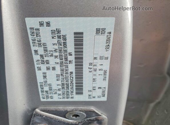 1FMCU9JD2HUC21798 2017 FORD ESCAPE Silver 