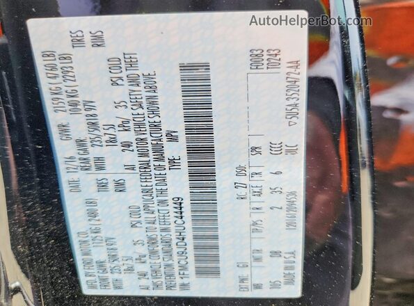 1FMCU9JD4HUC44449 2017 FORD ESCAPE Black VIN sticker view