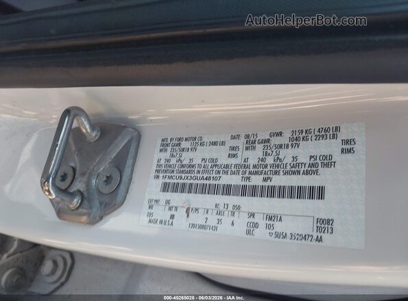 1FMCU9JX3GUA48107 2016 FORD ESCAPE Белый Вид подкапотного пространства