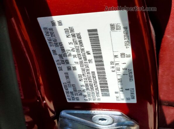 1FMCU9JX7GUC85568 2016 FORD ESCAPE Red Widok naklejki z numerem VIN