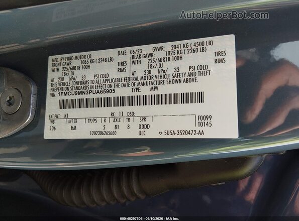1FMCU9MN3PUA65905 2023 FORD ESCAPE Blue Вид підкапотного простору