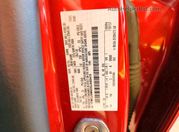 1FMCU9MN5SUA80415 2025 FORD ESCAPE Red VIN sticker view