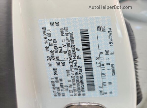 1FMCU9MNXRUB36858 2024 FORD ESCAPE White Widok wnętrza 360 stopni