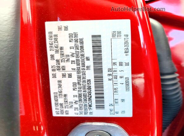 1FMCU9NZ4SUB61536 2025 FORD ESCAPE Красный Вид наклейки с VIN-кодом