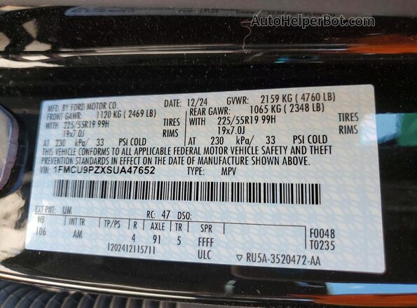 1FMCU9PZXSUA47652 2025 FORD ESCAPE Black 