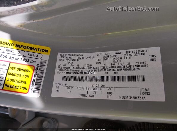 1FMDE5BH4MLB07149 2021 FORD BRONCO Gray Вид підкапотного простору