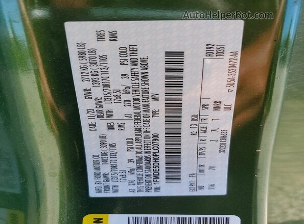 1FMDE5DH0PLC07900 2023 FORD BRONCO Green Vista interior de 360 grados