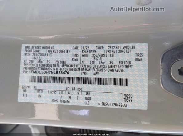 1FMDE5DH7NLB88470 2022 FORD BRONCO Blue ძრავის განყოფილების ხედი