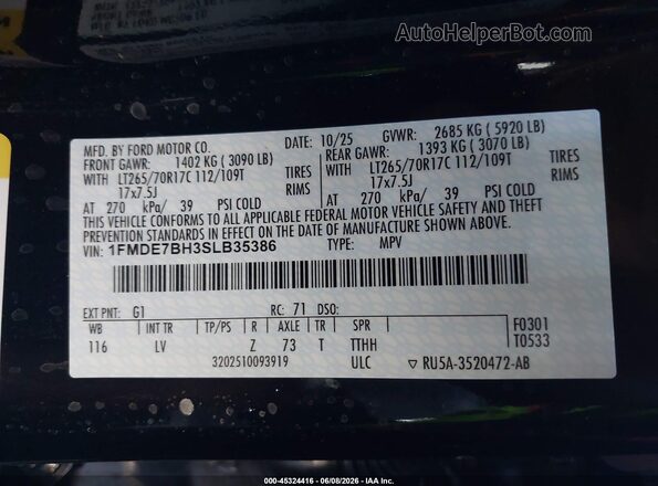 1FMDE7BH3SLB35386 2025 FORD BRONCO Black Widok komory silnika