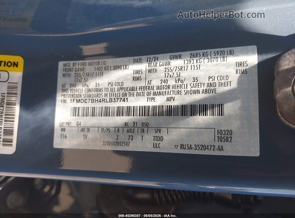 1FMDE7BH4RLB37741 2024 FORD BRONCO Blue Շարժիչի բաժամունքի տեսք