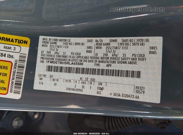 1FMDE7BH5RLA65500 2024 FORD BRONCO Gray Вид підкапотного простору