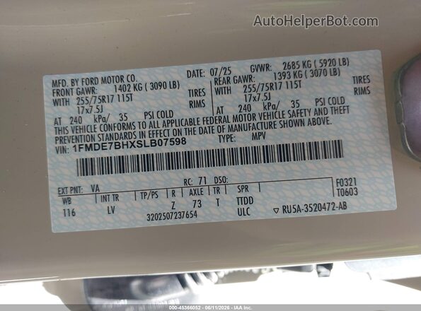 1FMDE7BHXSLB07598 2025 FORD BRONCO Серый Вид подкапотного пространства