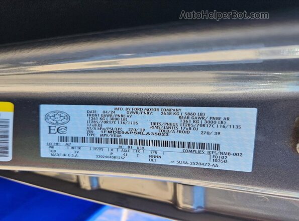 1FMDE9AP5RLA35823 2024 FORD BRONCO Gray Սալոնի 360 աստիճան տեսք