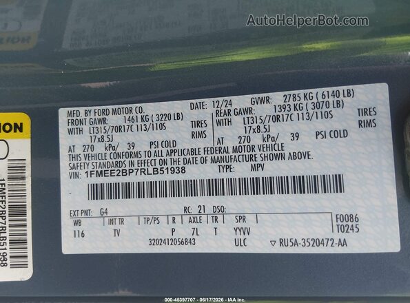 1FMEE2BP7RLB51938 2024 FORD BRONCO Синий Вид подкапотного пространства