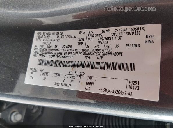 1FMEE5BP1MLA69018 2021 FORD BRONCO Gray Engine compartment view
