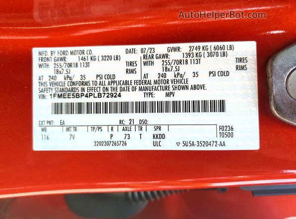 1FMEE5BP4PLB72924 2023 FORD BRONCO Бордовый 