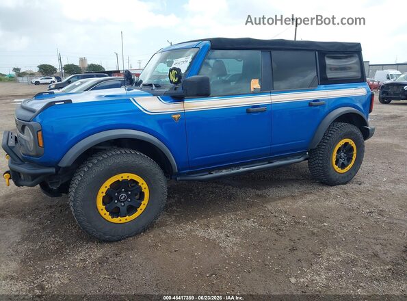 1FMEE5DH3NLB69158 2022 FORD BRONCO Blue წინა მარცხენა ხედი სამი მეოთხედიდან