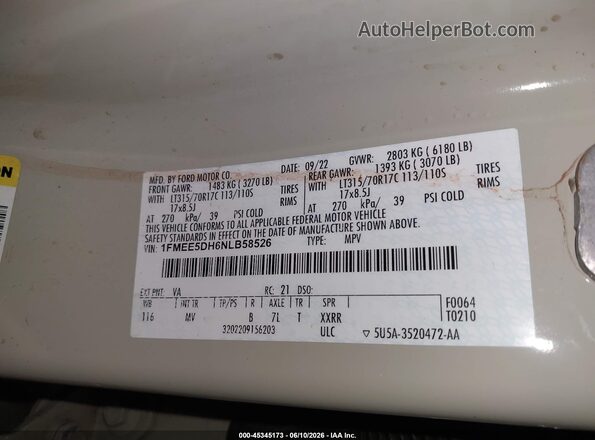 1FMEE5DH6NLB58526 2022 FORD BRONCO Tan Вид підкапотного простору