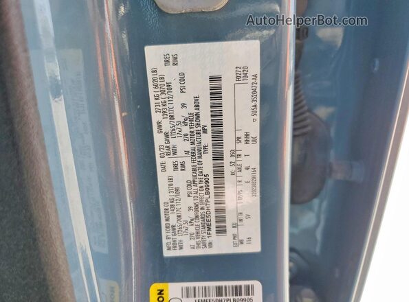 1FMEE5DH7PLB09905 2023 FORD BRONCO Blue VIN կոդի պիտակի տեսք