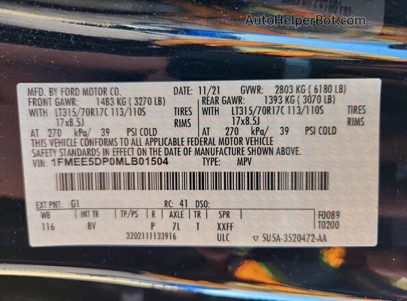 1FMEE5DP0MLB01504 2021 FORD BRONCO Black Շարժիչի բաժամունքի տեսք