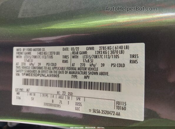 1FMEE5DP2NLA95965 2022 FORD BRONCO Gray Вид підкапотного простору