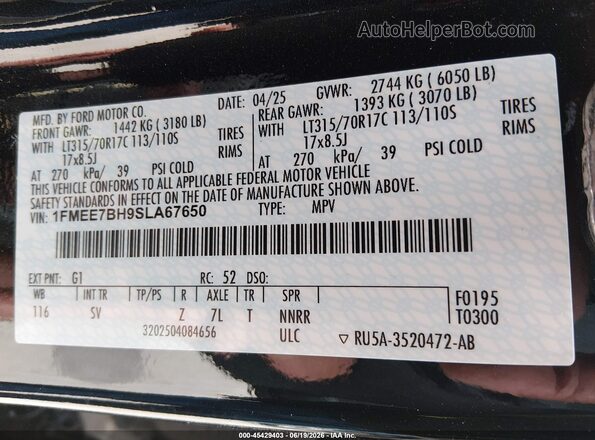 1FMEE7BH9SLA67650 2025 FORD BRONCO Black ძრავის განყოფილების ხედი