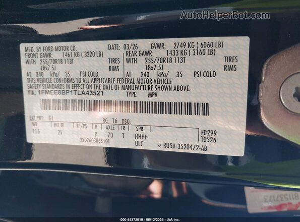 1FMEE8BP1TLA43521 2026 FORD BRONCO Black ძრავის განყოფილების ხედი
