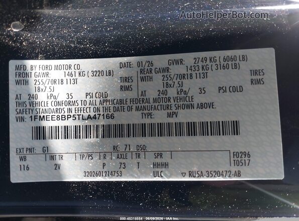 1FMEE8BP5TLA47166 2026 FORD BRONCO Black Շարժիչի բաժամունքի տեսք