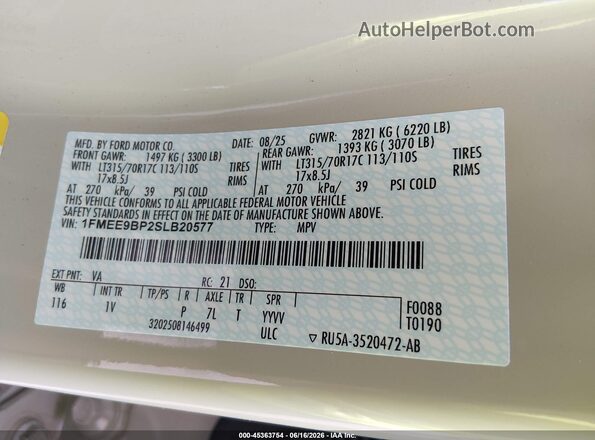 1FMEE9BP2SLB20577 2025 FORD BRONCO Cream Вид підкапотного простору