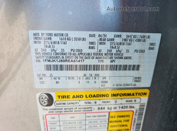 1FMJK1J80REA61417 2024 FORD EXPEDITION Silver 