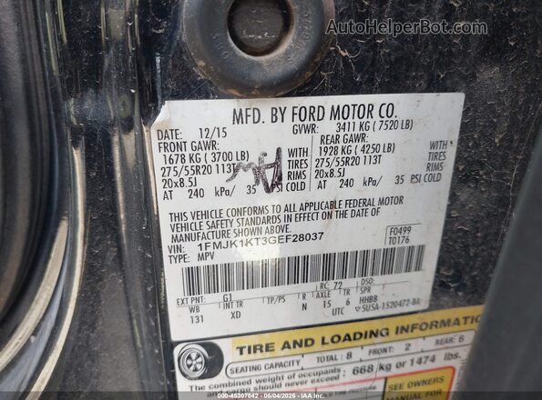 1FMJK1KT3GEF28037 2016 FORD EXPEDITION EL Черный Вид подкапотного пространства