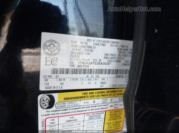 1FMJK2AT2JEA35397 2018 FORD EXPEDITION MAX Black ძრავის განყოფილების ხედი