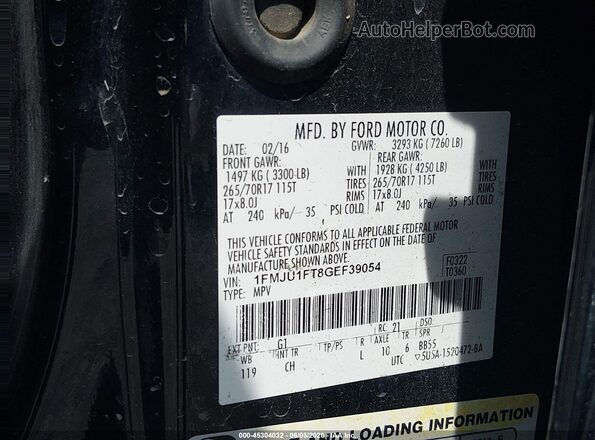 1FMJU1FT8GEF39054 2016 FORD EXPEDITION Black Շարժիչի բաժամունքի տեսք