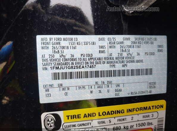 1FMJU1G82SEA17457 2025 FORD EXPEDITION Черный Вид подкапотного пространства