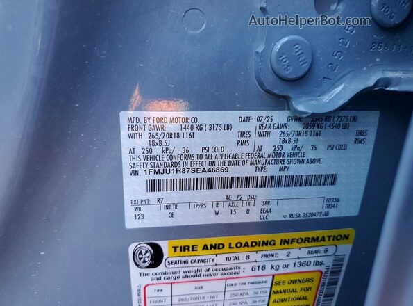 1FMJU1H87SEA46869 2025 FORD EXPEDITION Blue VIN კოდის სტიკერის ხედი